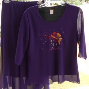 C.O.C.Purple Skirt Set Size Medium with Red Hat